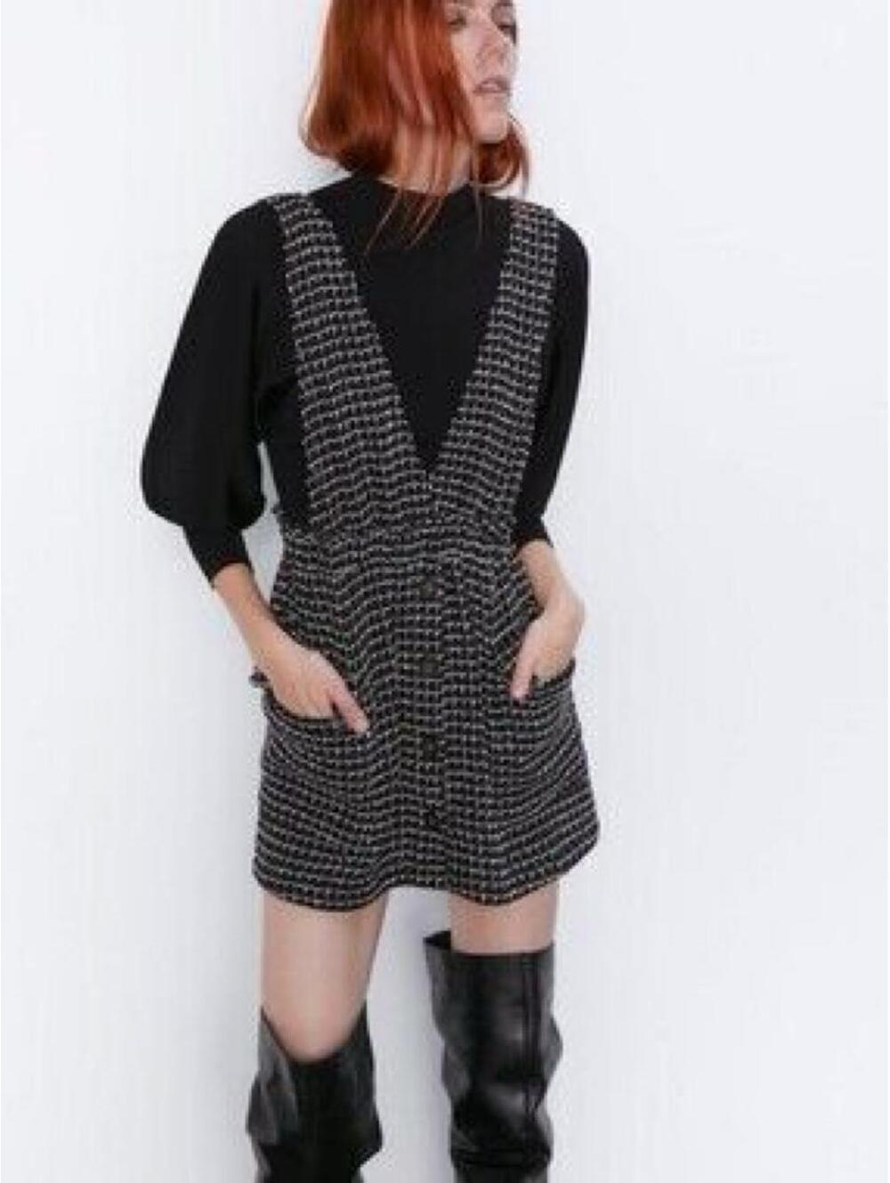 Zara tweed pinafore dress